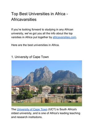 What are the Best Universities In Africa?