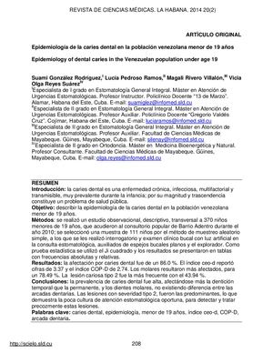 Epidemiologia De Caries Dental