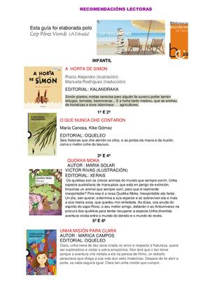 Recomendacions Lectoras Para O Veran Do Ceip Perez Viondi