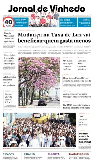 Jornal De Vinhedo Sábado, 22 De Junho De 2019 Edic 1750