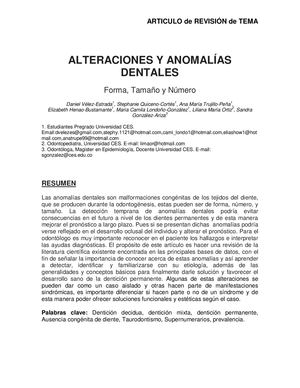 Alteraciones Anomalias Dentales