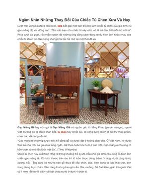 Ngắm Nhìn Những Thay ĐổI Của Chiếc Tủ Chén Xưa Và Nay