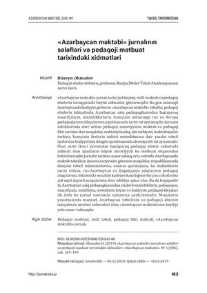 The predecessors of Azerbaijan Journal of Educational Studies and its role in the history of pedagogical press