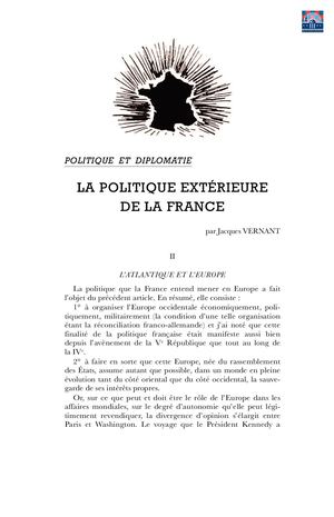 Vernant - La politique extérieure de la France (II) (AS 1963)