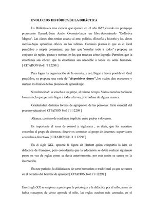 Evolución Histórica De La Didáctica