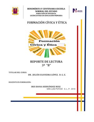 Reporte De Lectura Convivencia Escolar Y Formación De Valores
