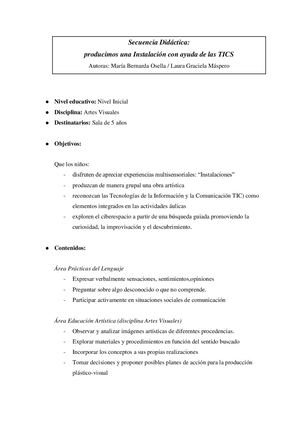 Arte Y Tecnología Nivel Inicial