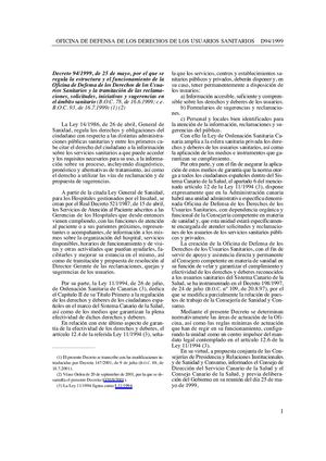 Decreto 94 1999, De 25 De Mayo, Por El Que Se Regula La Estructura Y El Funcionamiento De La ODDUSS - 32727