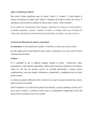 Diferencia Entre Cultura Y Naturaleza Unid 3 Antrop