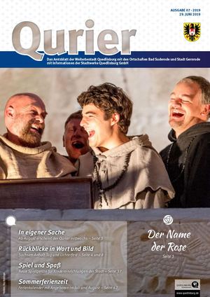 Qurier 07/2019 vom 29.06.2019 - Das Amtsblatt der Welterbestadt Quedlinburg mit den Ortschaften Bad Suderode und Stadt Gernrode mit Informationen der Stadtwerke Quedlinburg GmbH