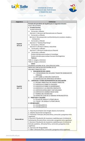 Evaluación De Portafolio 10°