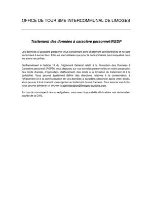 RGPD - Traitement des données à caractère personnel