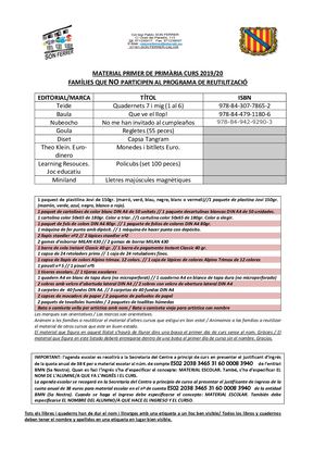 Llibres Primaria 19 20