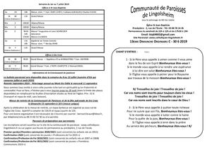 13ème Dimanche Ordinaire C 30 Juin 2019