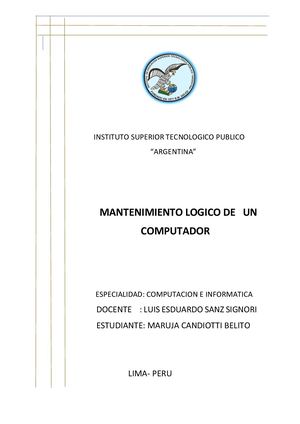 MANTENIMIENTO LÓGICO DE UN COMPUTADOR
