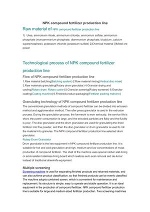 Npk Compound Fertilizer Production Line