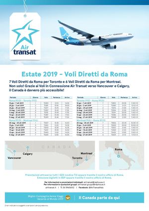 Voli Diretti Air Transat Roma 2019