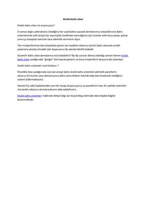 Kiralık Bahis Sitesi