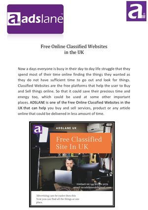 Free Classified Sites In The UK