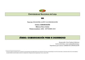 Sílabo Comunicación Para Desarrollo 2019