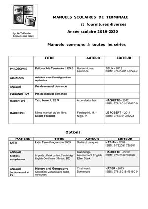 Manuels Scolaires de Terminale