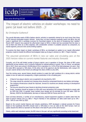 The impact of electric vehicles on dealer workshops: no need to panic (at least not before 2025 …)!