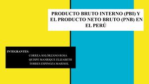 Producto Bruto Interno (Pbi) Y El Producto Neto Bruto (Pnb) En El Perú (1)