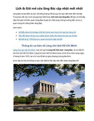 Lịch & Giờ Mở Cửa Lăng Bác Cập Nhật Mới Nhất