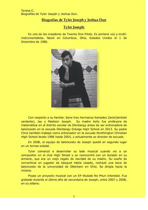 Biografías De Tyler Joseph Y Joshua Dun