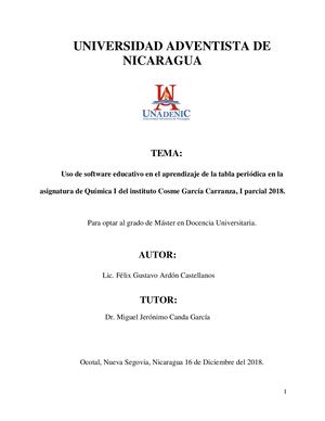 Tesis Software educativo en el aprendizaje de la tabla periodica en Química I