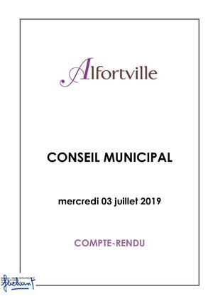 Compte rendu du conseil municipal d'Alfortville - 3 juillet 2019