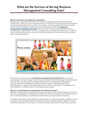What are the Services of the top Business Management Consulting Firm?