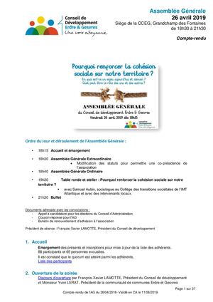 Compte-rendu AG du 26/04/2019 - Conseil de développement Erdre et Gesvres