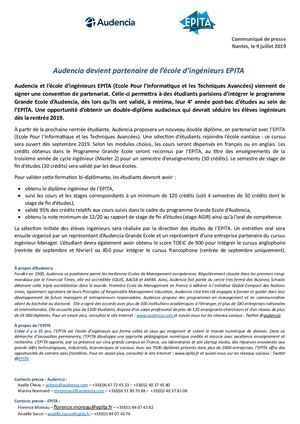 Audencia Devient Partenaire De L’école D’ingénieurs Epita
