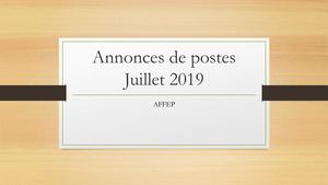 Offres postes juillet 2019
