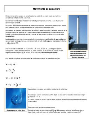 Movimiento De Caida Libre