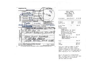 USPS REGISTERED MAIL OF "Final NOTICE OF DEFAULT, i.e. U.C.C. 3-503 Notice of Commercial Dishonor; Corrections" on 7-10-2019; Bill of Lading & Certified Copies