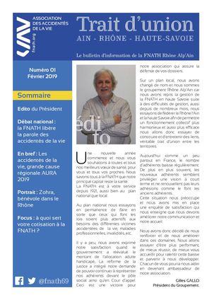 Trait d'Union FNATH Rhône Alp'Ain N°1