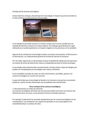 Ventajas De Los Avances Tecnológicos