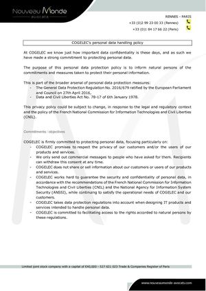 Cogelec's Personal Data Handling Policy