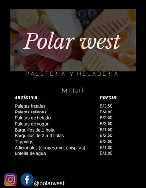 Polar West Menu