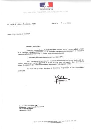 Réponse Ministre Hulot 13052018