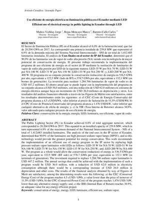 Uso Eficiente de Energía en Iluminación Publica mediante LED