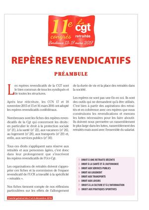 Repères revendicatifs UCR CGT Juin 2019
