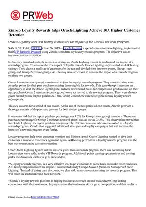 Zinrelo Loyalty Rewards Helps Oracle Lighting Achieve 10x Higher Customer
