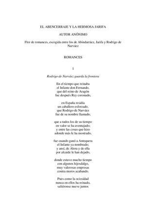 El Abencerraje Y La Hermosa Jarifa (Anonimo)