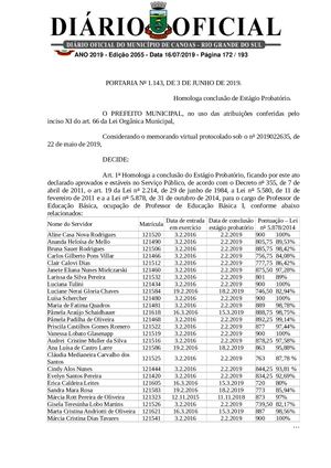 Diário Oficial Publicação Homologa Estágio Probatório1607