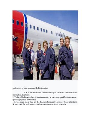 Profession Of Stewardess Or Flight Attendant