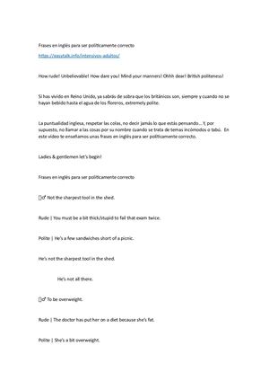 Frases En Inglés Para Ser Políticamente Correcto