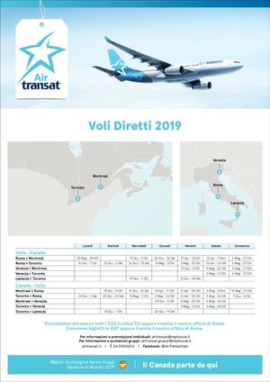 Voli Diretti e Connessione Air Transat 2019